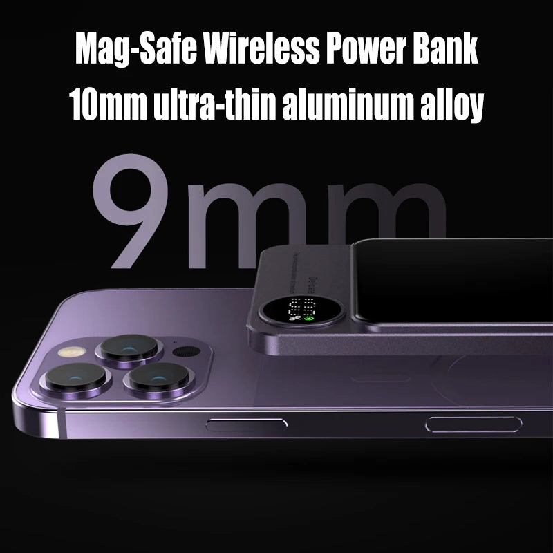 MacSafe Magnetic Power Bank - 10000mAh Fast Charger for iPhone 12/13/14 - Wireless & Wired Charging