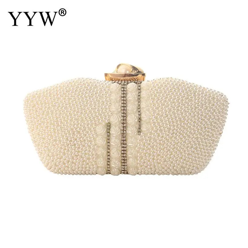 Crystal Evening Clutch Bag - Elegant Wedding Purse with Rhinestones, Pearls, and Beads