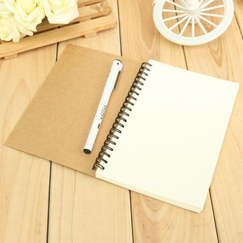 Retro Notebook Kraft Spiral Binding Blank Graffiti Sketchbook Notebook