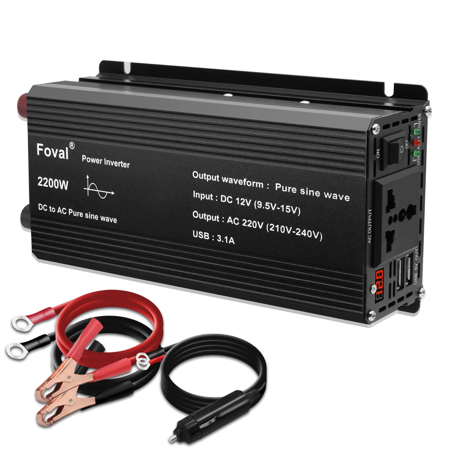 Powerful 1500W Pure Sine Wave Car Inverter with 3.1A USB - 1 Year Warranty