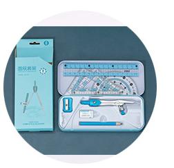 8pcs/set Iron Packaging Compasses Rule Stationery Set For Students