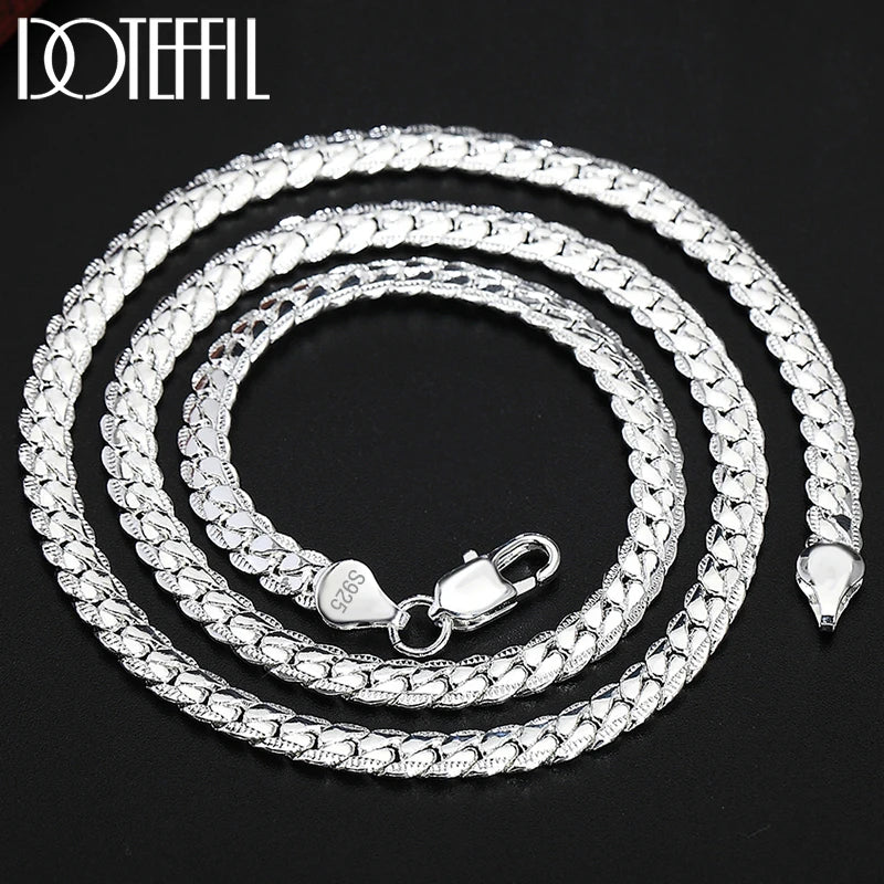 Elegant DOTEFFIL Sterling Silver Chain Necklace and Bracelet Set for Weddings and Fashion