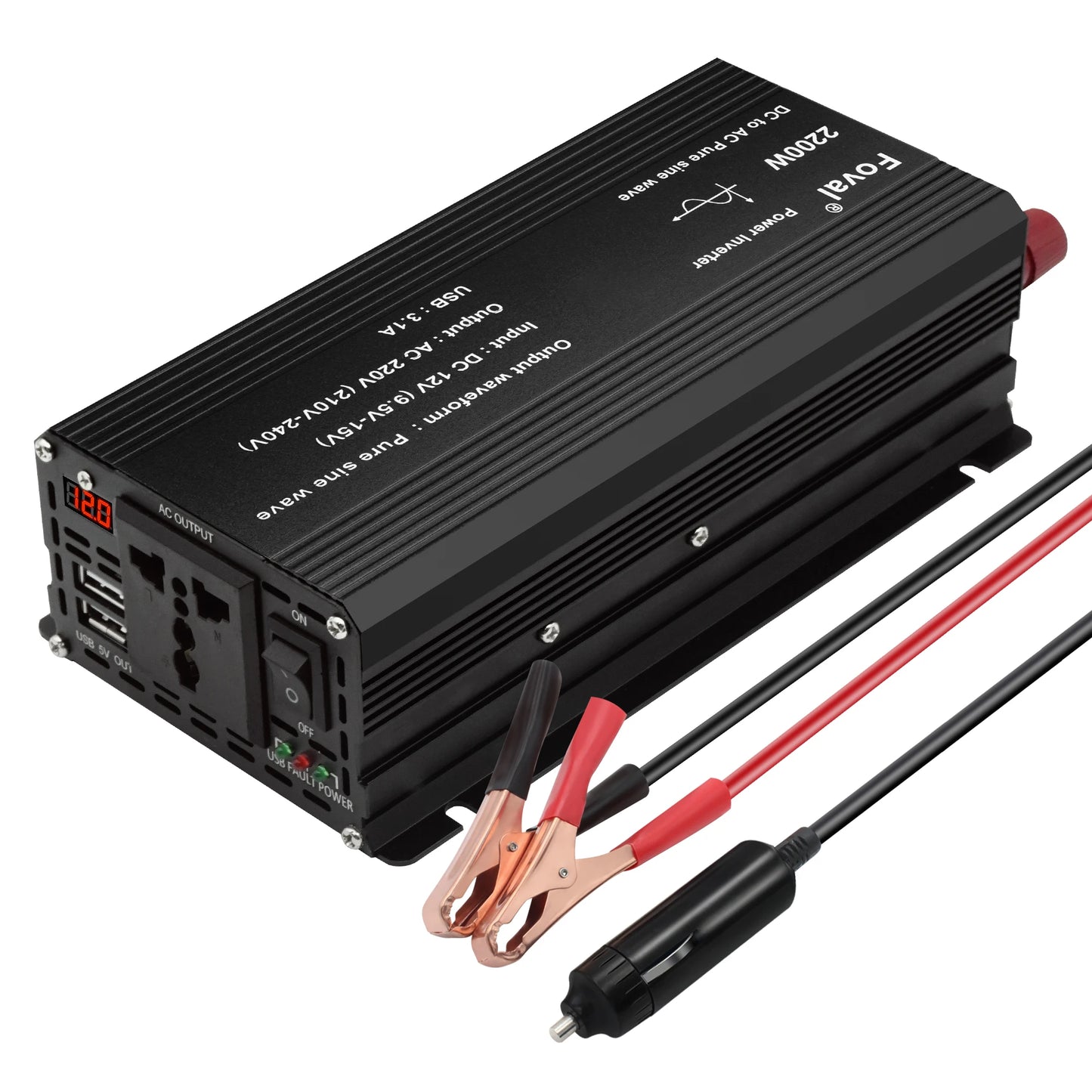 Powerful 1500W Pure Sine Wave Car Inverter with 3.1A USB - 1 Year Warranty