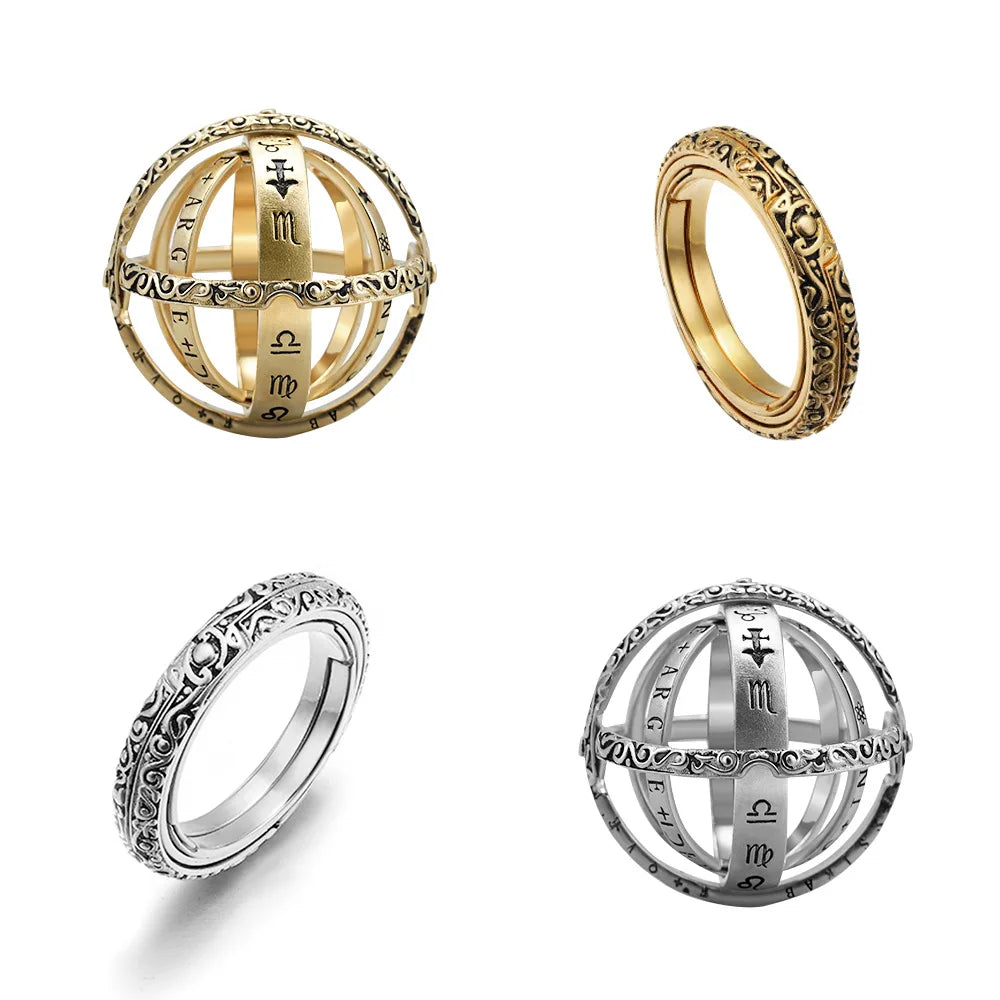 Unique Vintage Astronomical Ball Rings for Men and Women