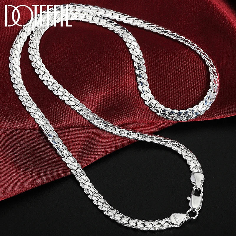 Elegant DOTEFFIL Sterling Silver Chain Necklace and Bracelet Set for Weddings and Fashion