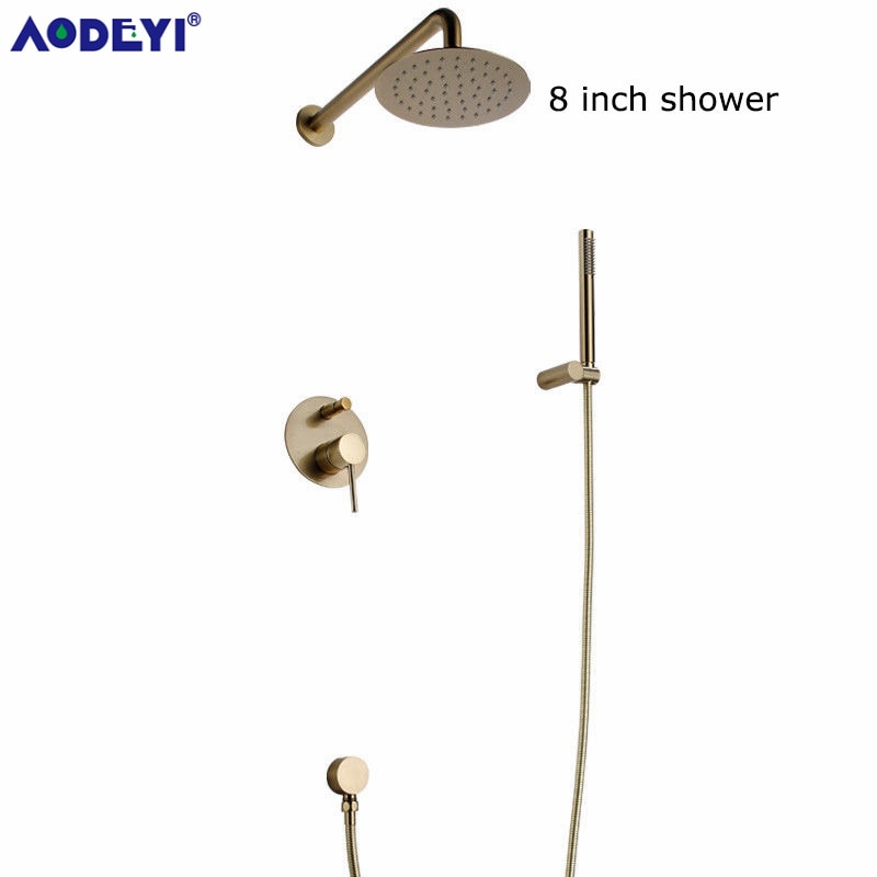 Brushed Gold Solid Brass Bathroom Shower
