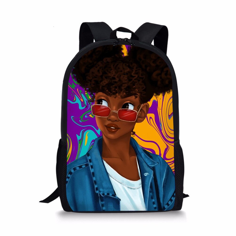 KOKO CAT Back To School Kids Bag Black Art African Girls Schoolbags