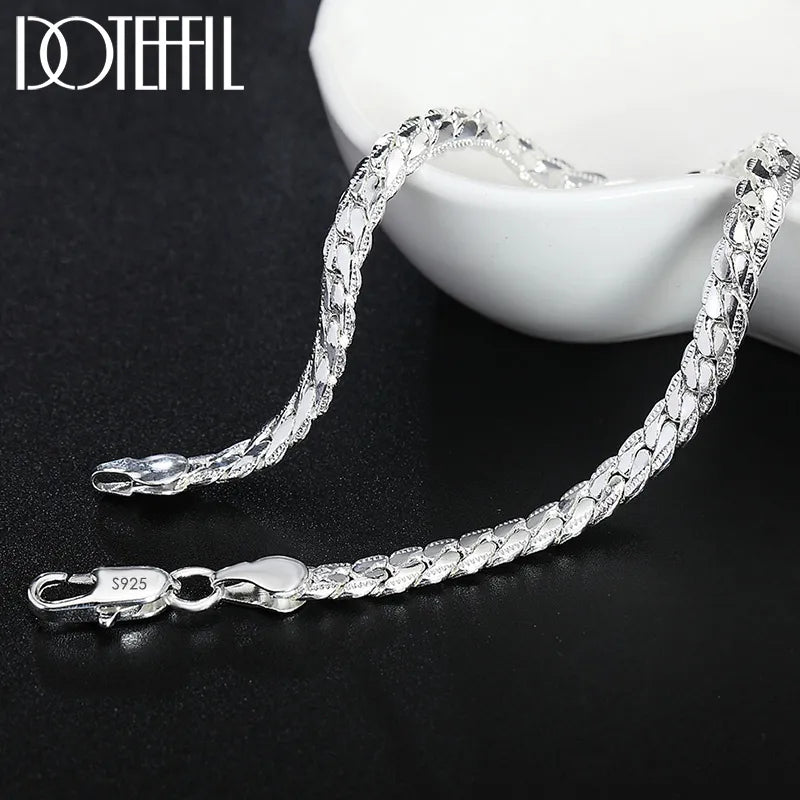Elegant DOTEFFIL Sterling Silver Chain Necklace and Bracelet Set for Weddings and Fashion