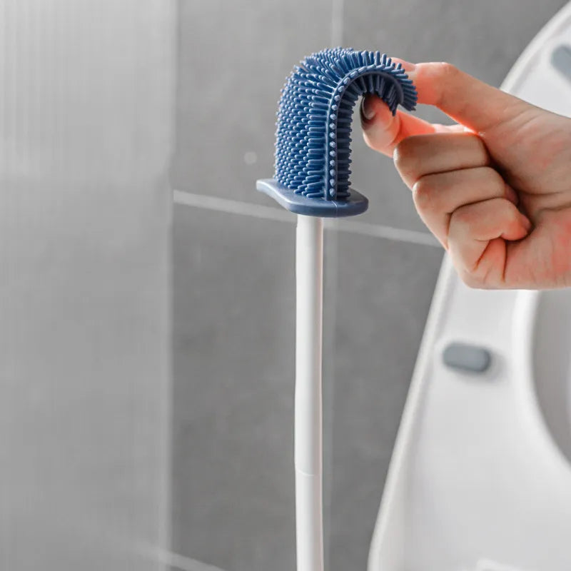 Efficient and Hygienic Toilet Cleaning with Silicone TPR Toilet Brush and Holder Set