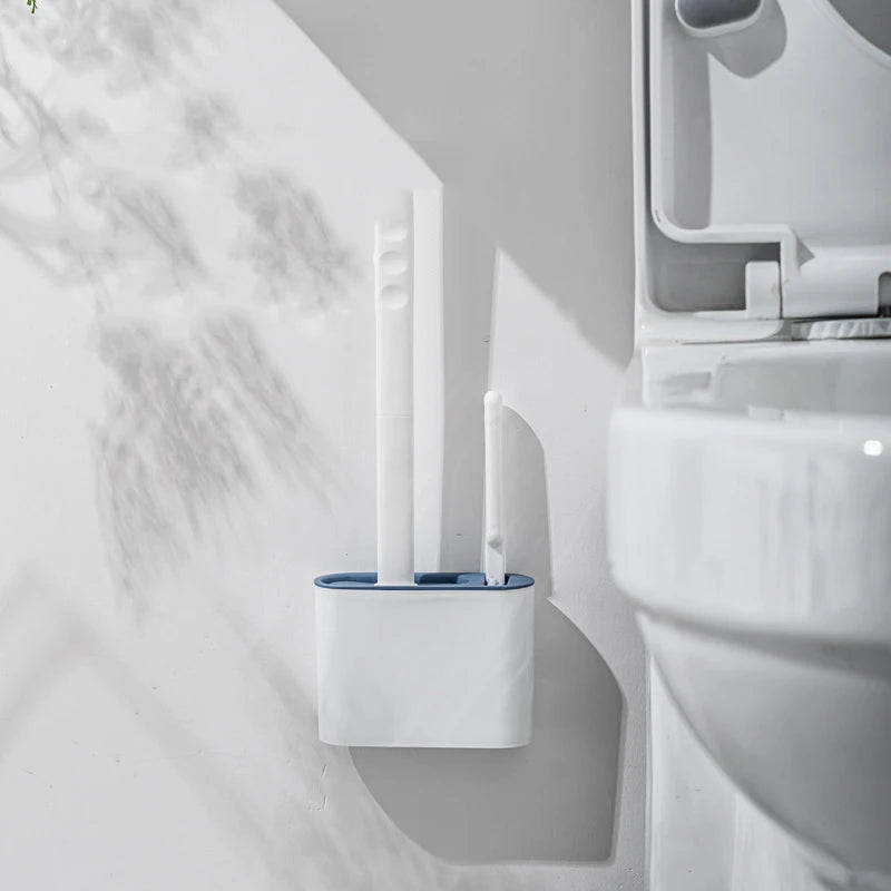 Efficient and Hygienic Toilet Cleaning with Silicone TPR Toilet Brush and Holder Set