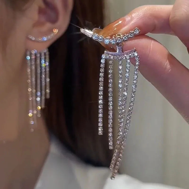 Luxury Women's Earrings Rhinestone Fringe