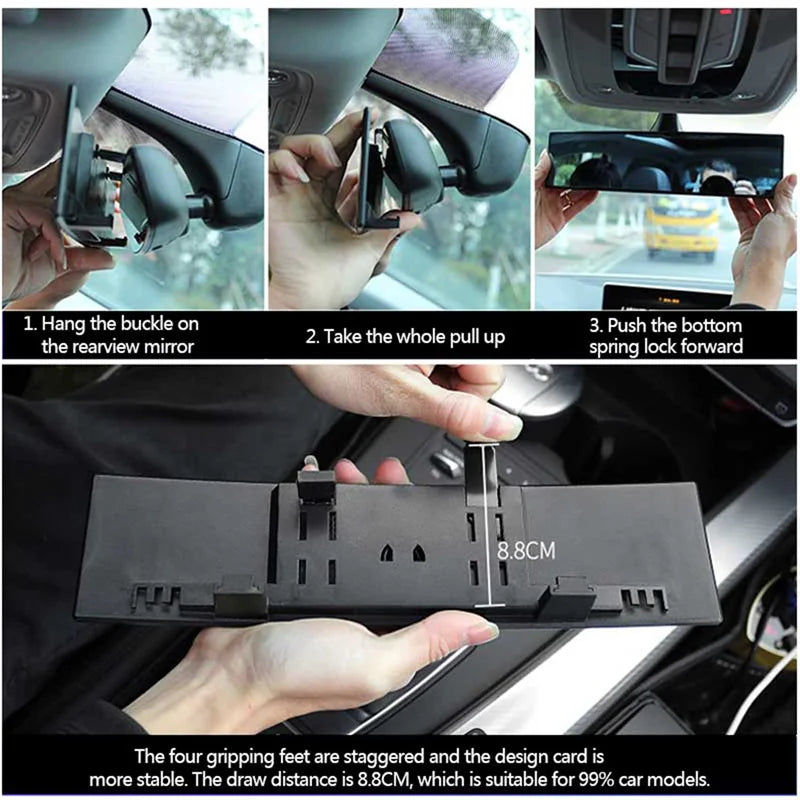 Safe Driving with Universal Rear View Mirror - Easy Install, Durable ABS Material