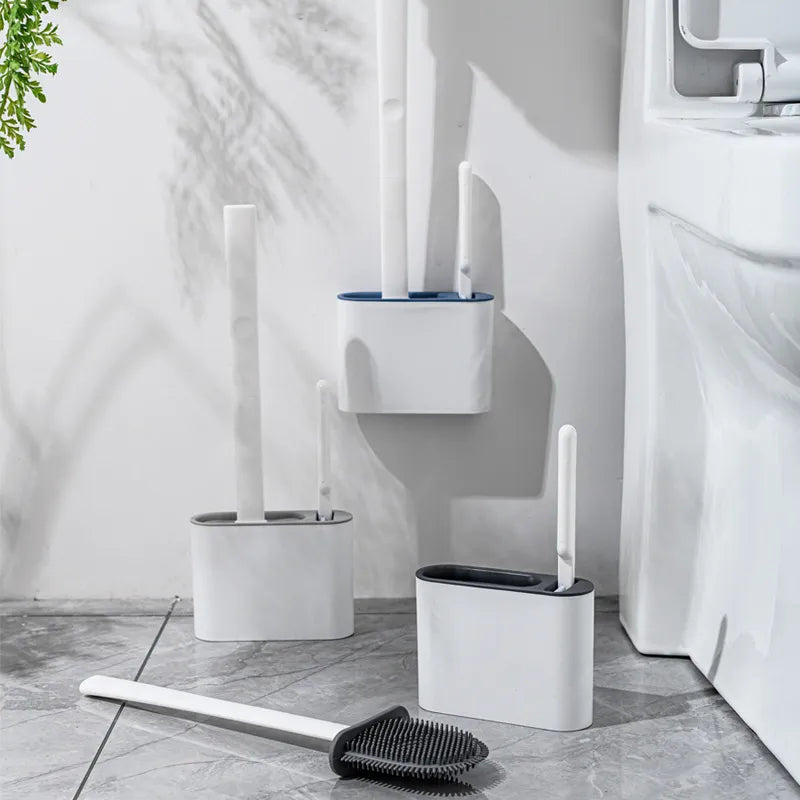 Efficient and Hygienic Toilet Cleaning with Silicone TPR Toilet Brush and Holder Set