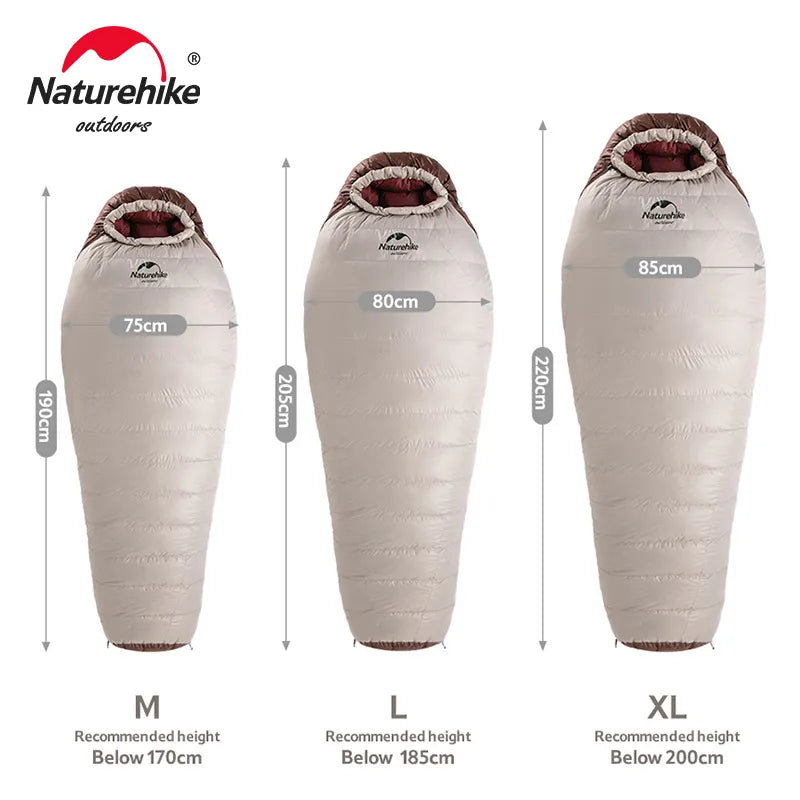 Naturehike Snowbird 7 2 Down Sleeping Bag - Ultralight, 4 Season, Mummy Style, -3 -7°C