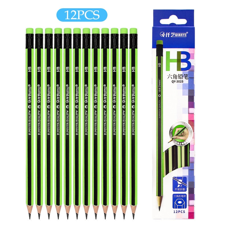 12Pcs- Lot Ordinary Pencil Wooden Lead