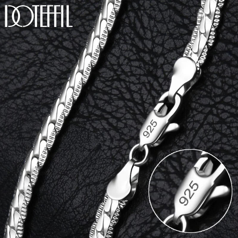 Elegant DOTEFFIL Sterling Silver Chain Necklace and Bracelet Set for Weddings and Fashion