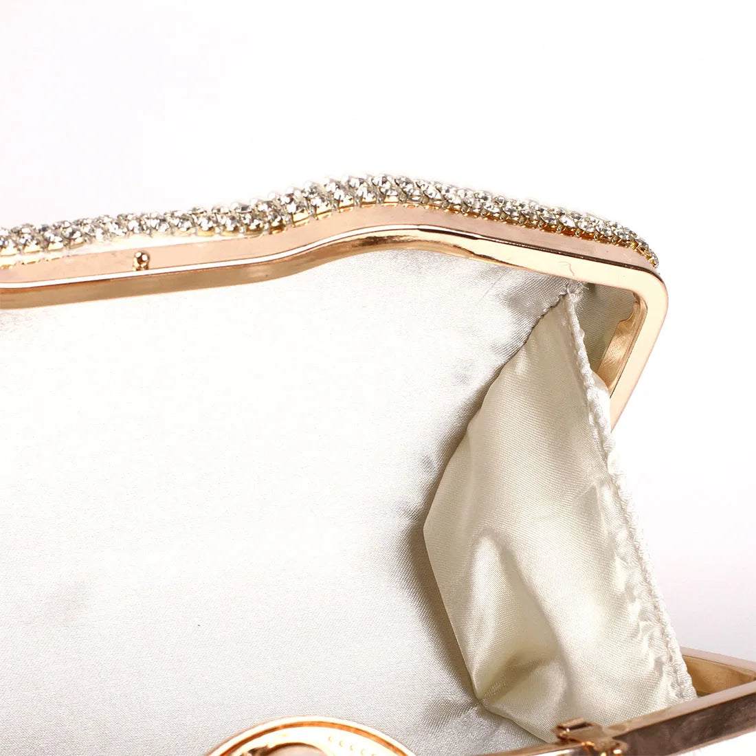 Crystal Evening Clutch Bag - Elegant Wedding Purse with Rhinestones, Pearls, and Beads