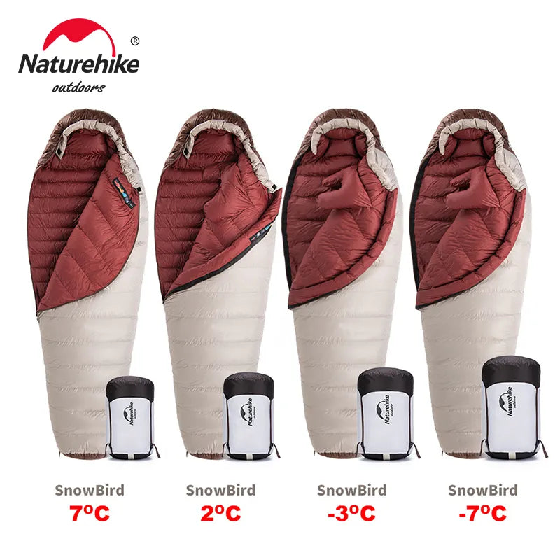 Naturehike Snowbird 7 2 Down Sleeping Bag - Ultralight, 4 Season, Mummy Style, -3 -7°C