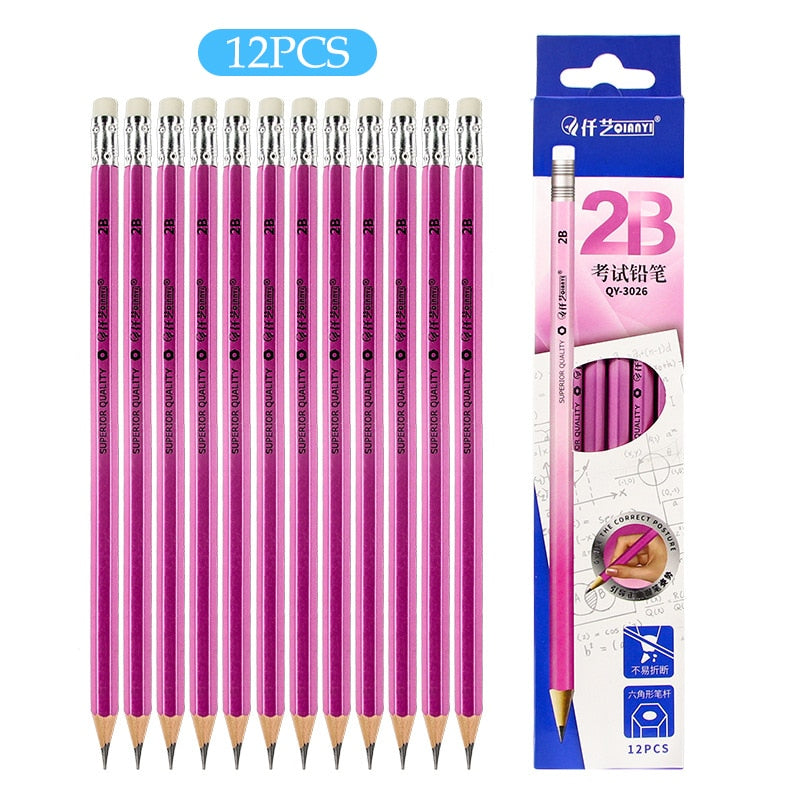 12Pcs- Lot Ordinary Pencil Wooden Lead