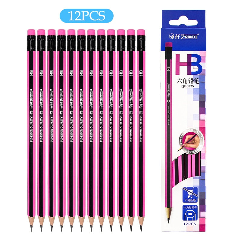 12Pcs- Lot Ordinary Pencil Wooden Lead