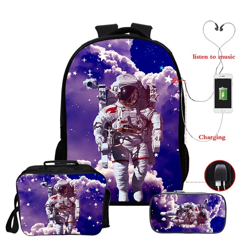16 Inch Usb Charging School Backpack Bag