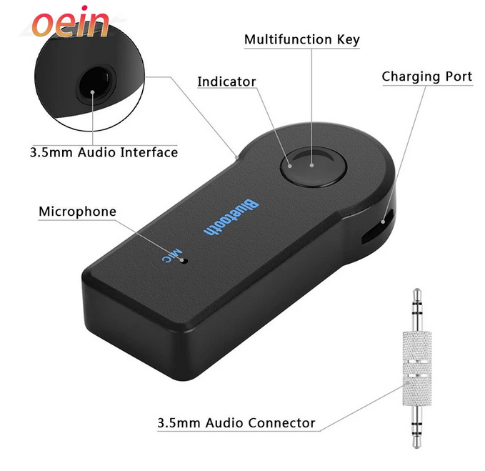 2 in 1 Wireless Bluetooth 5.0 Receiver Transmitter Adapter 3.5mm Jack For Car Music Audio