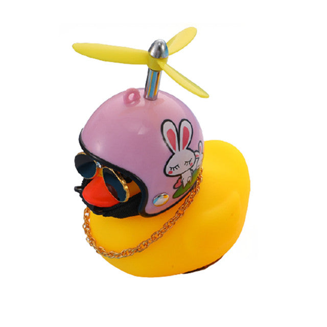 Car Cute Little Yellow Duck with Helmet Broken Wind Motorcycle Bike Helmet Cycling Driving Decor Duck Car Ornaments Accessories