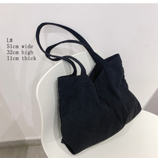 Corduroy Bag Handbags for Women Shoulder Bags Female Soft Environmental Storage Reusable Girls Small and Large Shopper Totes Bag