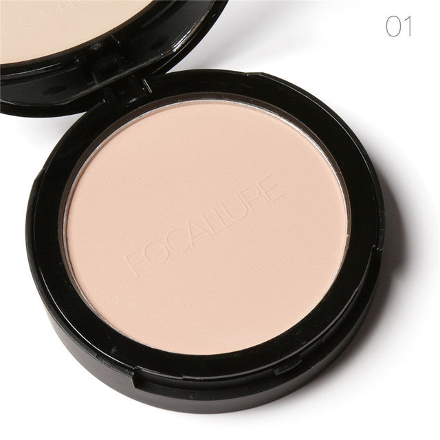 FOCALLURE mineral face pressed powder oil control natural foundation powder 3 colors Smooth finish concealer setting powder