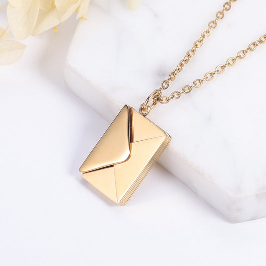 Love Letter Envelope Pendant Necklace Customized Stainless Steel