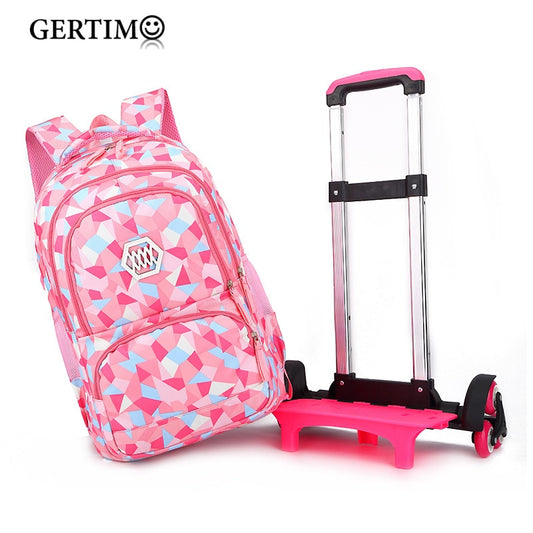 Children Orthopedic School Bags with 2/6 Wheels for Girls