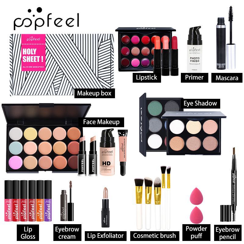 KIT011 الكل في واحد مجموعة أدوات التجميل من Fenty مجموعات مستحضرات التجميل مجموعة كاملة من مستحضرات التجميل للعيون والوجه والبشرة ومستحضرات التجميل وحقيبة الماكياج التمهيدي