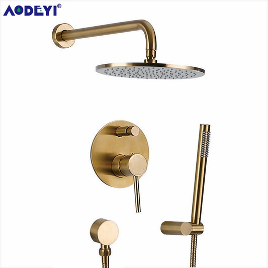 Brushed Gold Solid Brass Bathroom Shower