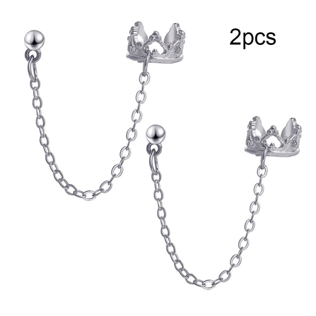 LATS فضي اللون يترك أقراط مشبكية للنساء الرجال الإبداعية بسيطة C الأذن الكفة غير ثقب الأذن قرط كبس مجموعة الاتجاه مجوهرات هدية