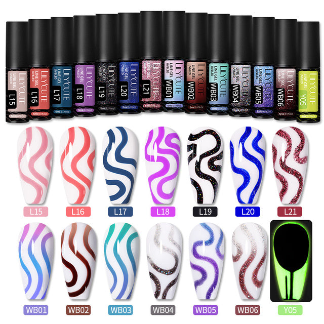 مجموعة جل تلميع الخطوط 14 لونًا من ليلي كيوت 5 مل