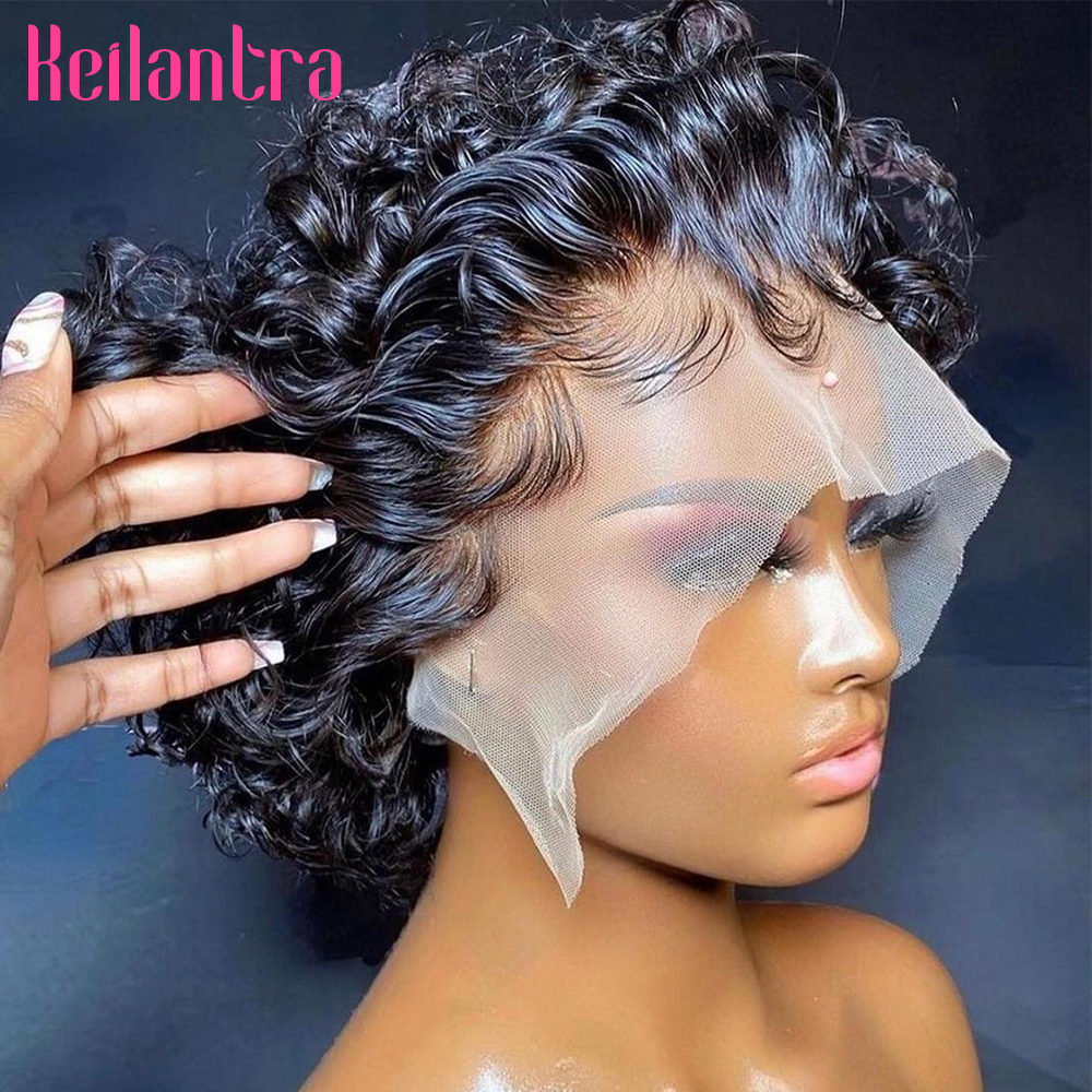 شعر مستعار بقص شعر بشري 13x1 بدانتيل أمامي من شعر بشري قصير