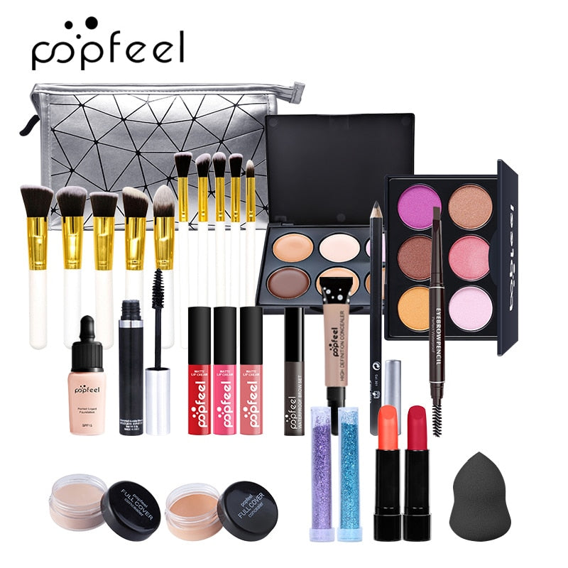 KIT003 مجموعات مستحضرات التجميل مجموعة كاملة من فرش مكياج العيون والوجه والبشرة حقيبة برايمر الكل في واحد مجموعة أدوات التجميل من فينتي