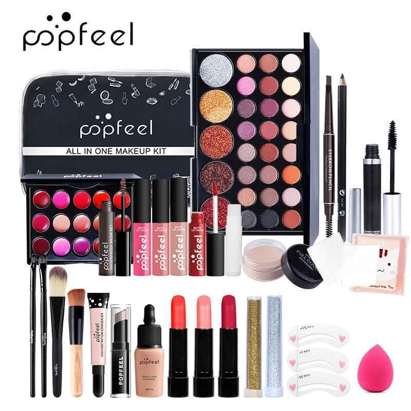 KIT003 مجموعات مستحضرات التجميل مجموعة كاملة من فرش مكياج العيون والوجه والبشرة حقيبة برايمر الكل في واحد مجموعة أدوات التجميل من فينتي