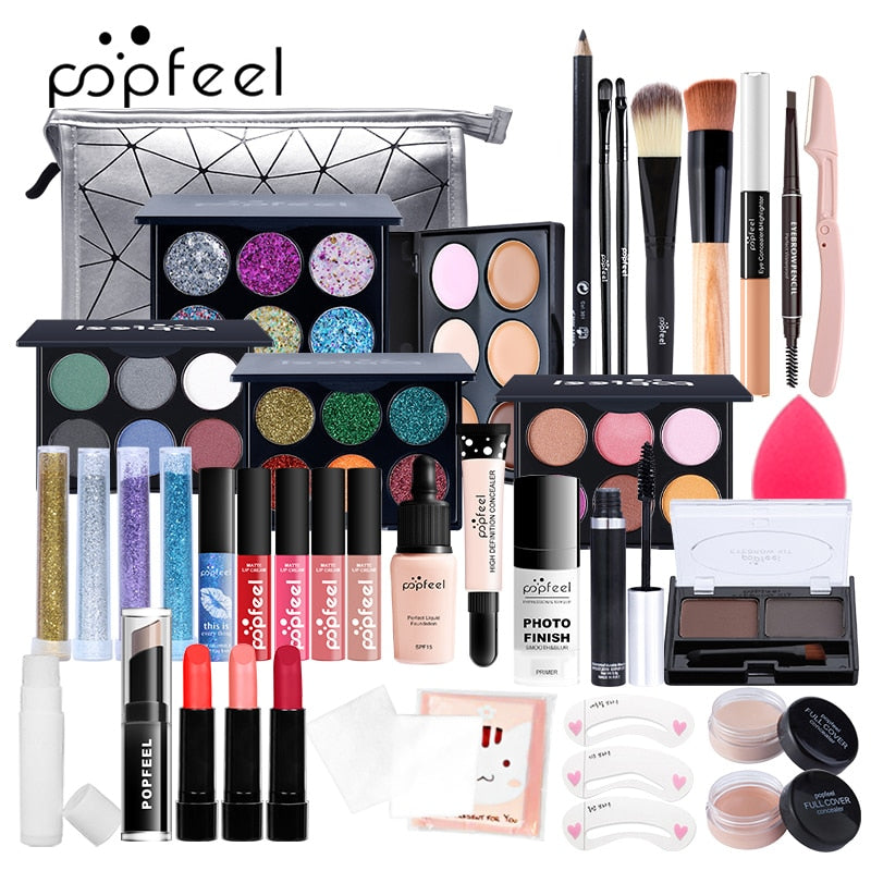 KIT003 مجموعات مستحضرات التجميل مجموعة كاملة من فرش مكياج العيون والوجه والبشرة حقيبة برايمر الكل في واحد مجموعة أدوات التجميل من فينتي