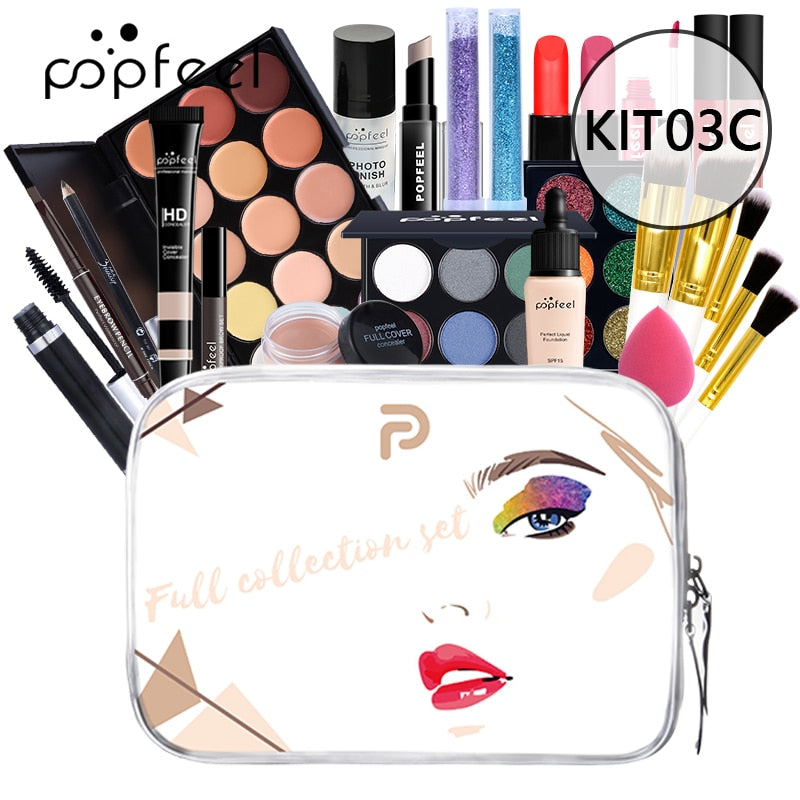 KIT003 مجموعات مستحضرات التجميل مجموعة كاملة من فرش مكياج العيون والوجه والبشرة حقيبة برايمر الكل في واحد مجموعة أدوات التجميل من فينتي