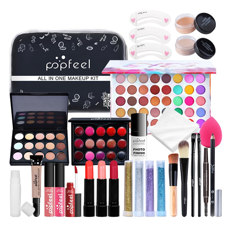 KIT003 مجموعات مستحضرات التجميل مجموعة كاملة من فرش مكياج العيون والوجه والبشرة حقيبة برايمر الكل في واحد مجموعة أدوات التجميل من فينتي