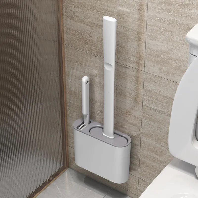 Efficient and Hygienic Toilet Cleaning with Silicone TPR Toilet Brush and Holder Set