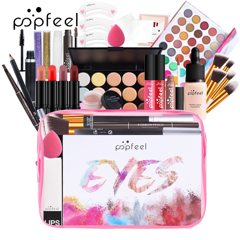 KIT003 مجموعات مستحضرات التجميل مجموعة كاملة من فرش مكياج العيون والوجه والبشرة حقيبة برايمر الكل في واحد مجموعة أدوات التجميل من فينتي