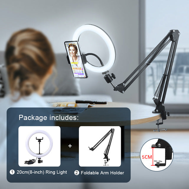 Selfie Ring Light Photography Led Rim Of Lamp With Mobile Holder Support