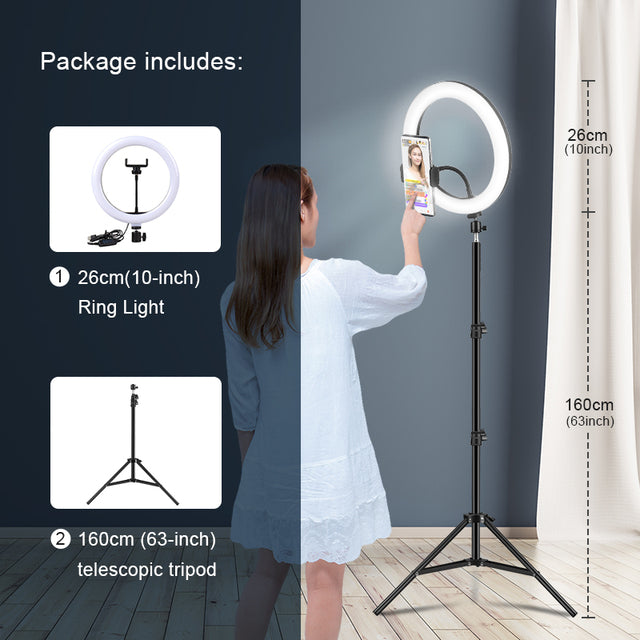 Selfie Ring Light Photography Led Rim Of Lamp With Mobile Holder Support