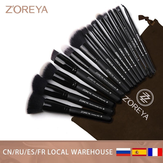 ZOREYA Black Makeup Brushes Set