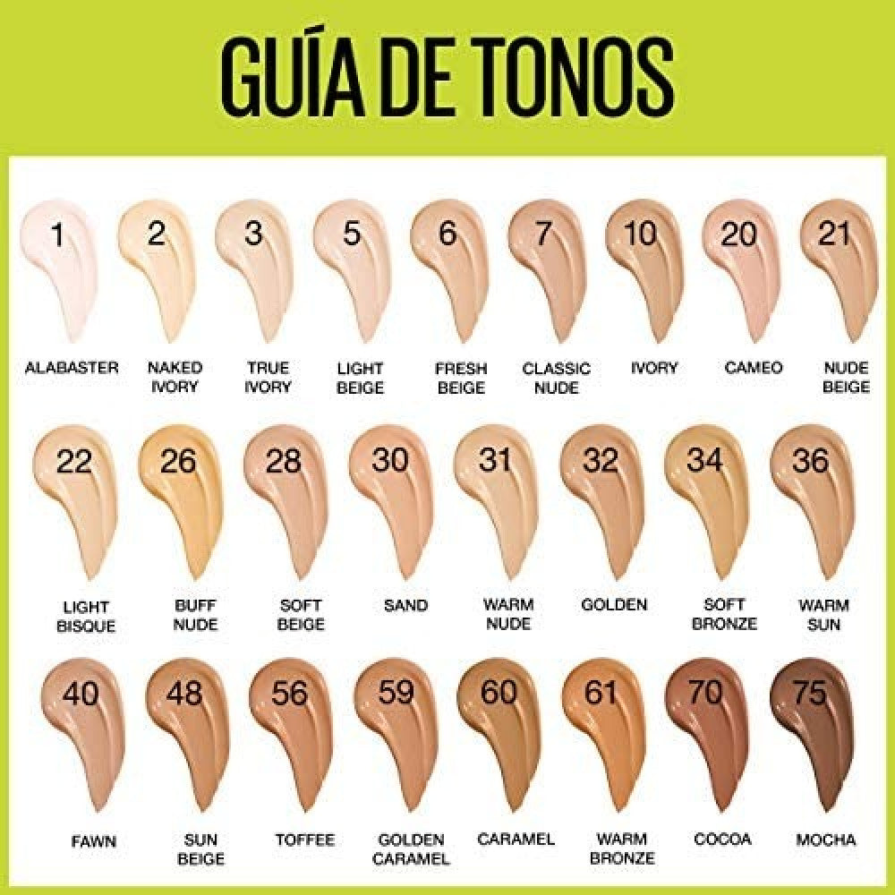 مايبيلين - كريم أساس سائل سوبر ستاي أكتيف وير بتغطية كاملة يدوم لمدة 30 ساعة