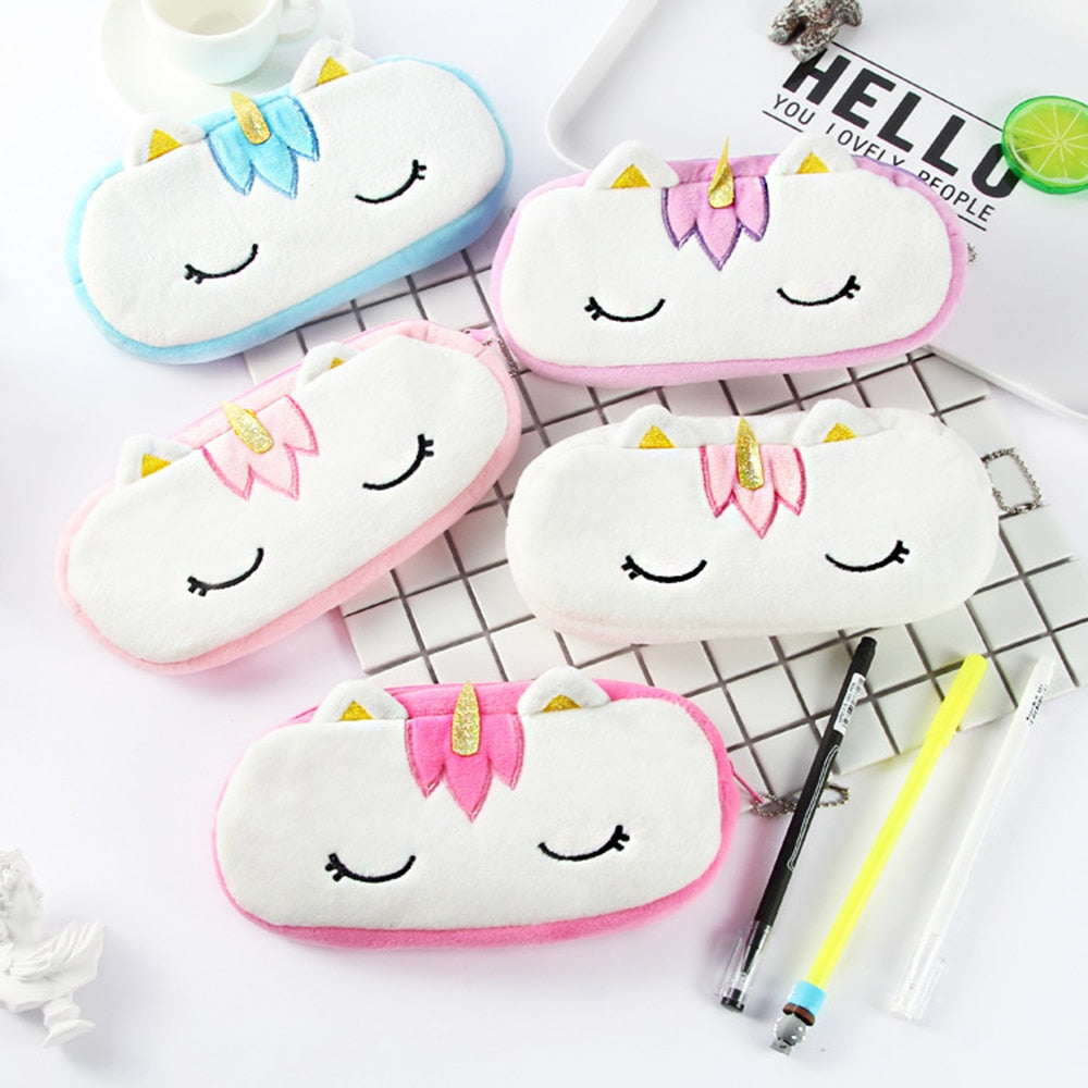 Cute Plush Unicorn Pencil Case