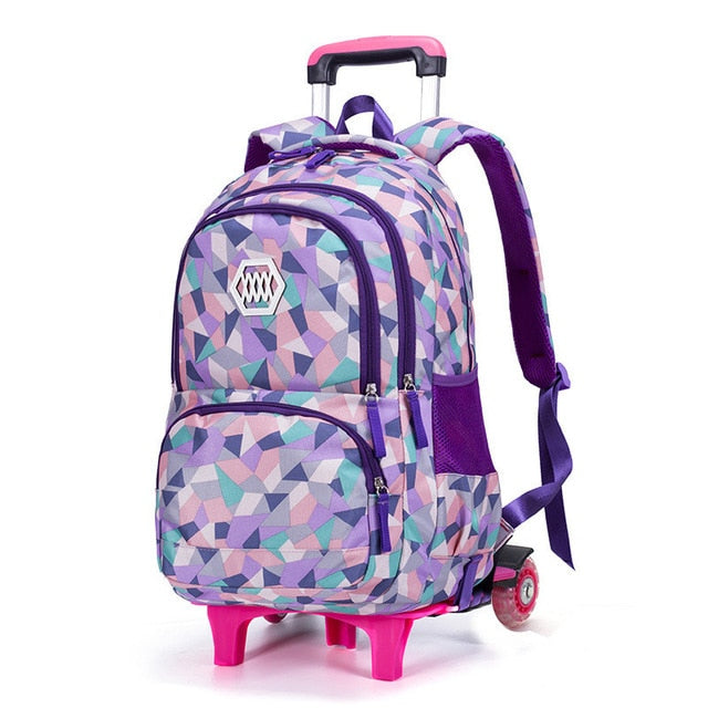 Children Orthopedic School Bags with 2/6 Wheels for Girls