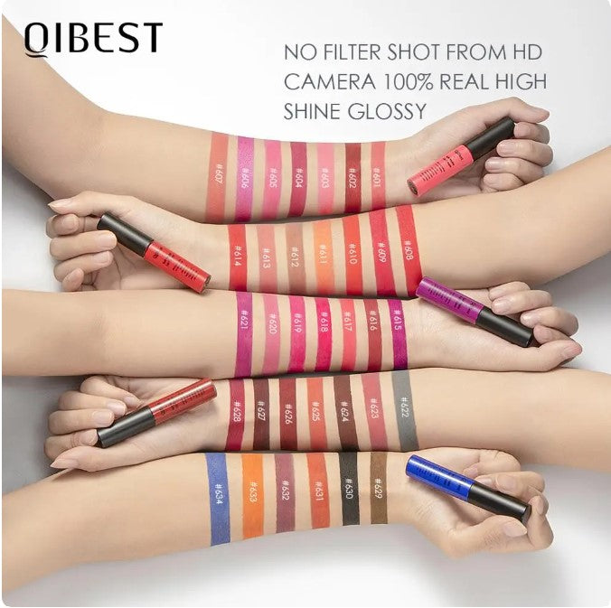 QIBEST Matte Liquid Lipstick Waterproof Long Lasting Velvet Mate Nude Red Lip Gloss Lint Tube Makeup Cosmetic Lipsticks Lipgloss